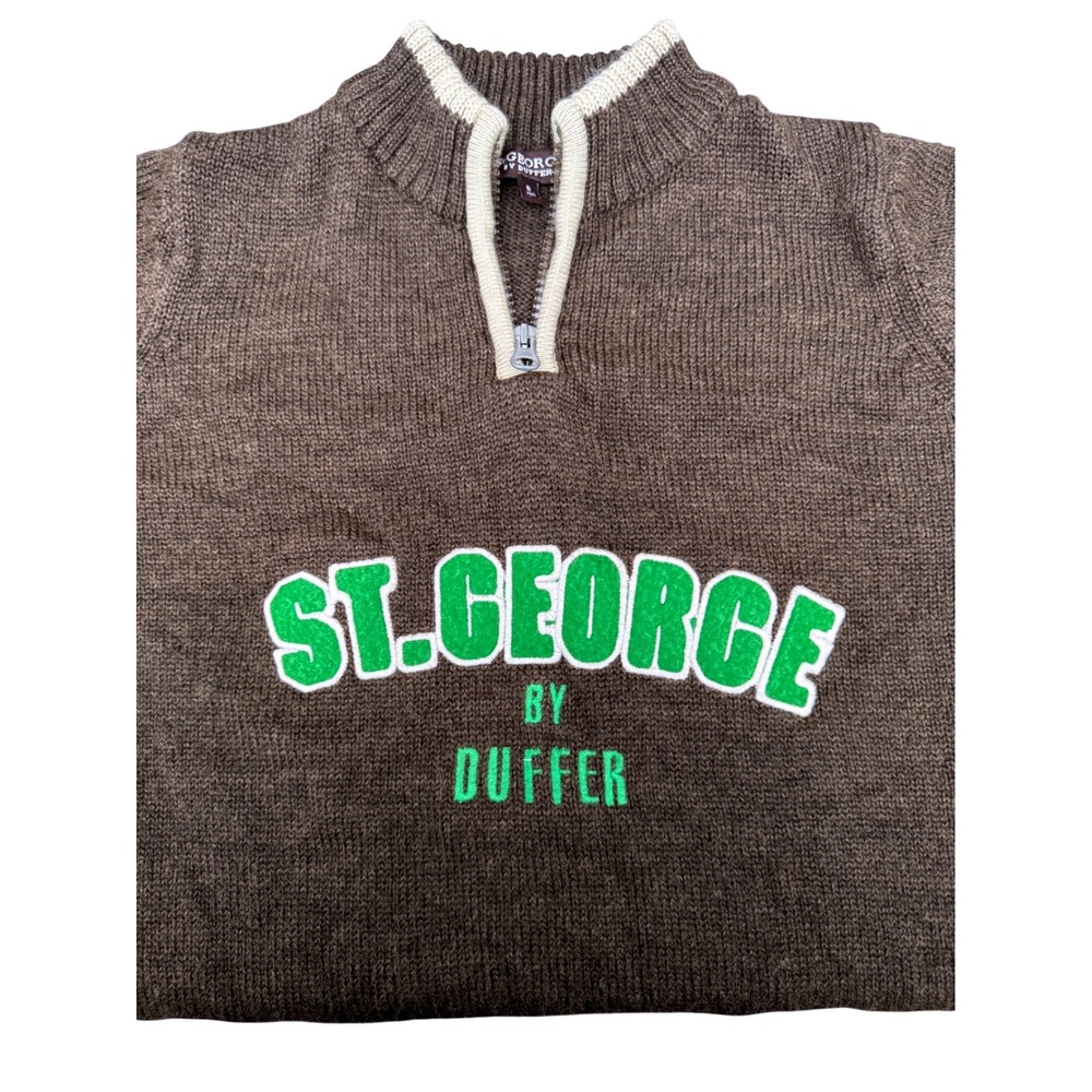 St. George by Duffer Quarter Zip Wool Blend Sweater Size 8 Brown Boys Pullover - Picture 4 of 6